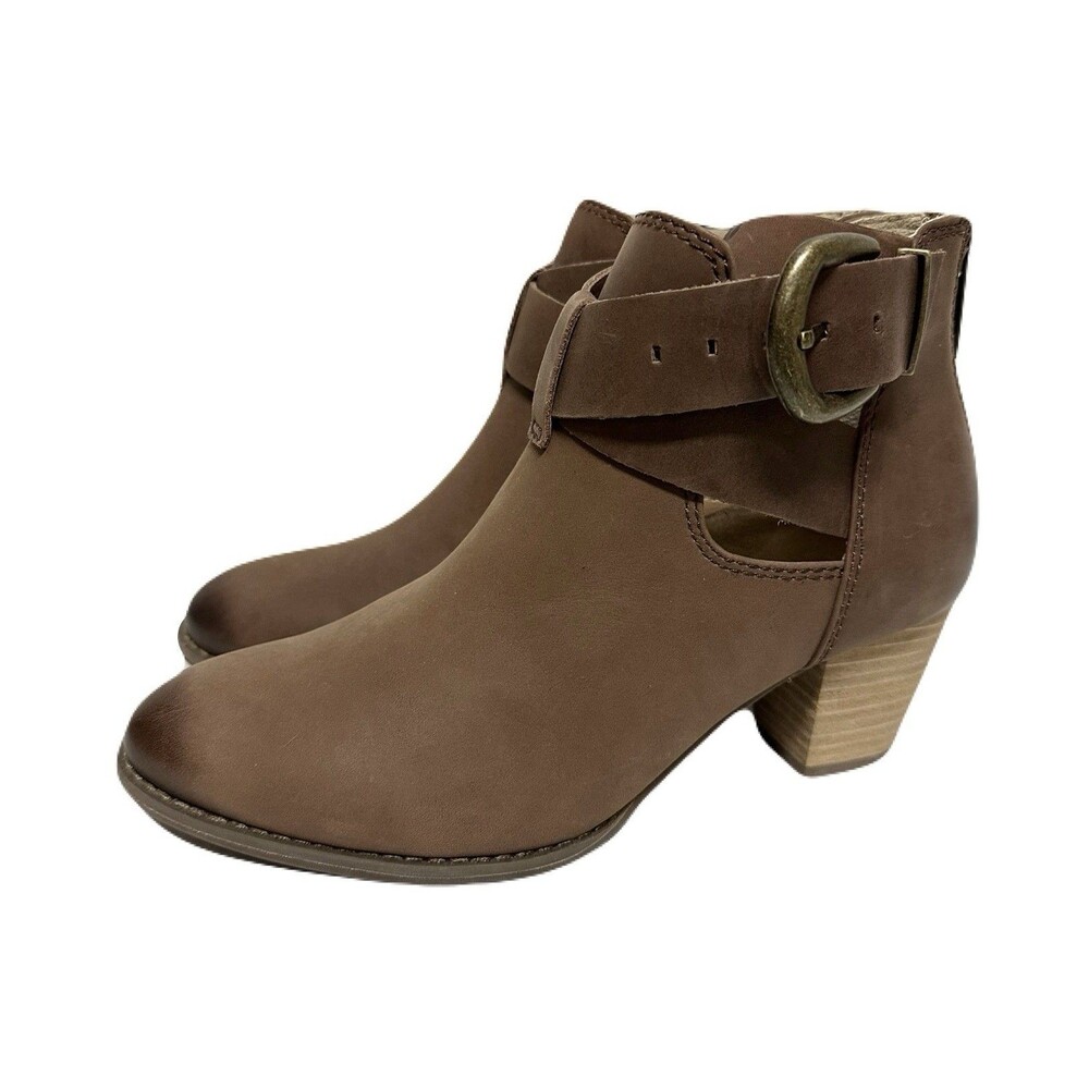Vionic Rory Womens Size 6.5 Upright Ankle Boot Brown Leather Arch Support Insole - Picture 4 of 9